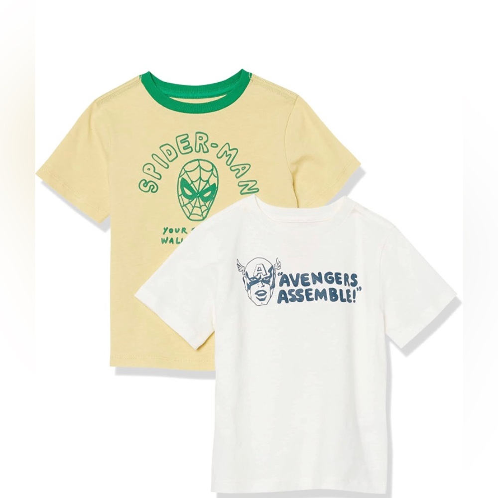New Amazon Essentials  Marvel  Boys and Toddlers' T-Shirts, Pack of 2